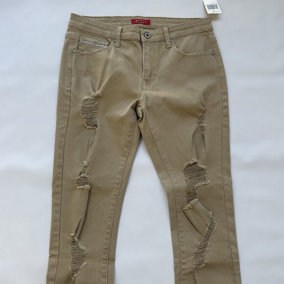 Guess Men’s Nico Destroyed Skinny Jeans Light Beige Size 34X32 - Picture 9 of 16